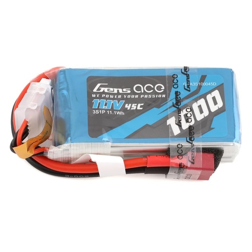 Gens Ace 3S 1000mAh 11.1V 45C Soft Case Lipo Battery (Deans) - GEA3S100045D