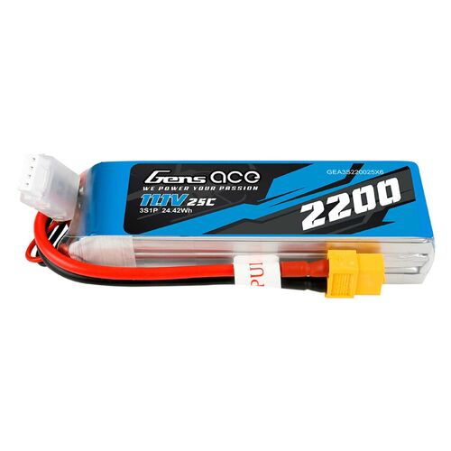 Gens Ace 3S 2200mAh 11.1V 25C Soft Case Lipo Battery (XT60) - GEA3S220025X6