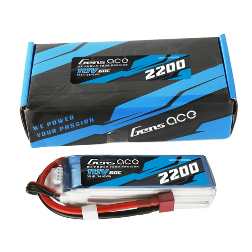 Gens Ace 3S 2200mAh 11.1V 60C Soft Case Lipo Battery (Deans) - GEA3S220060D