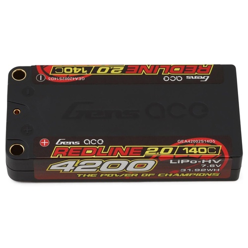Gens Ace Redline 2.0 7.6V 4200mAh 140C HV Short Hard Case LiPo Battery - GEA42002S14D5