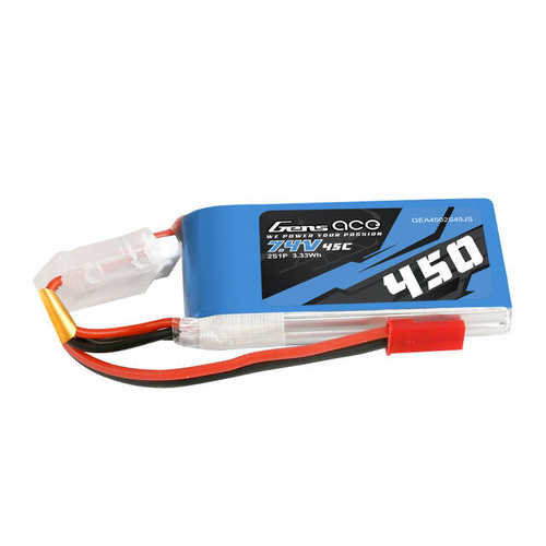 Gens Ace 2S 450mAh 7.4V 45C Soft Case Lipo Battery (JST) - GEA4502S45JS