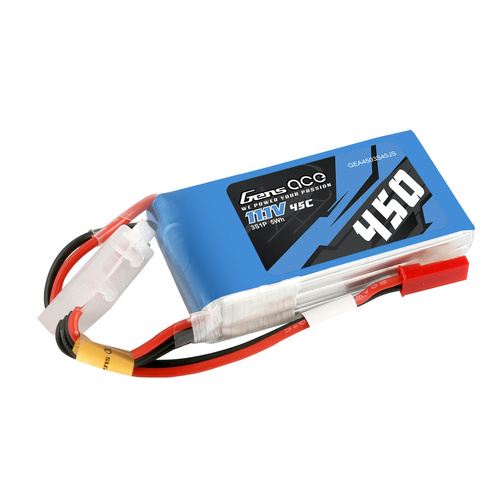 Gens Ace 3S 450mAh 11.1V 45C Soft Case Lipo Battery (JST) - GEA4503S45JS