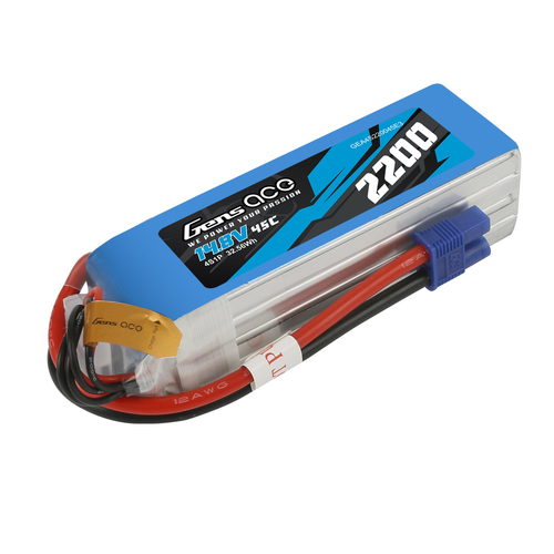Gens Ace 4S 2200mAh 14.8V 45C Soft Case LiPo Battery (EC3) - GEA4S220045E3