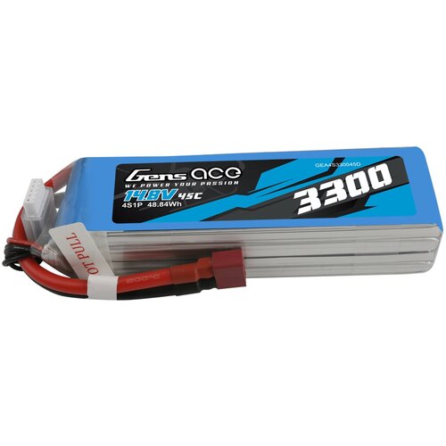 Gens Ace 4S 3300mAh 14.8V 45C Soft Case LiPo Battery (Deans) - GEA4S330045D