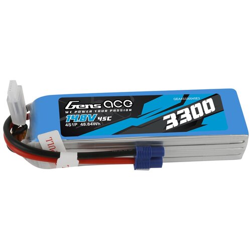 Gens Ace 4S 3300mAh 14.8V 45C Soft Case LiPo Battery (EC3) - GEA4S330045E3