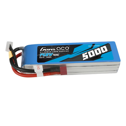 Gens Ace 4S 5000mAh 14.8V 45C Soft Case LiPo Battery (Deans) - GEA4S500045D