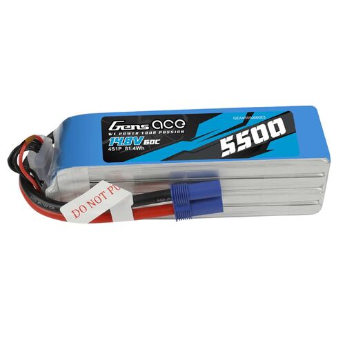 Gens Ace 4S 5500mAh 14.8V 60C Soft Case LiPo Battery (EC5) - GEA4S550060E5