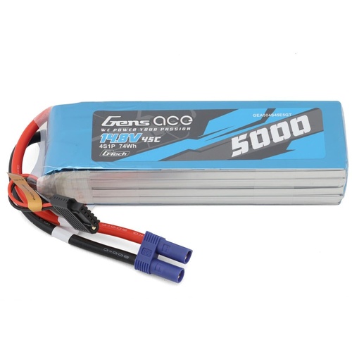 Gens Ace G-Tech 4S 5000mAh 45C 14.8V Soft Pack Lipo Battery (EC5)