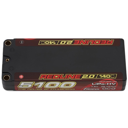 Gens Ace 2S Redline 2.0 5100mAh 140C 7.6V Hardcase Lipo Battery (5.0mm Bullet)