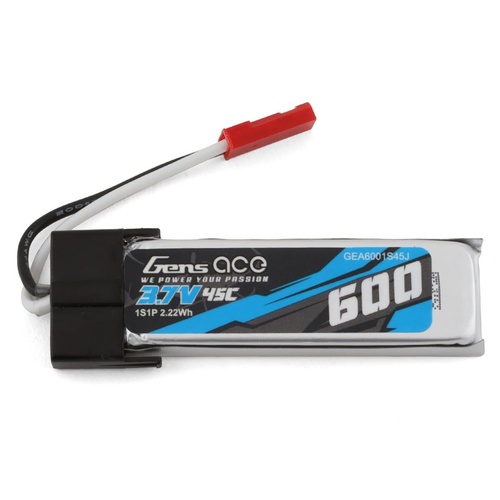 Gens Ace 1S 600mAh 45C 3.7V Soft Pack Lipo Battery (JST-SYP)