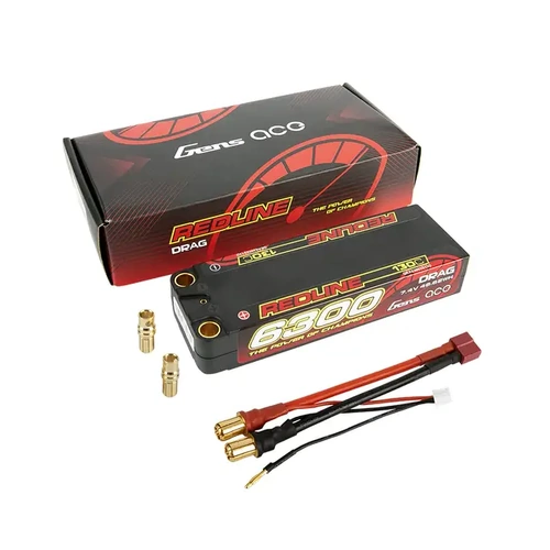 Gens Ace 2S Redline 6300mAh 7.4V 130C Hardcase LiPo Battery (8mm Bullet/Deans) - GEA63002S13D