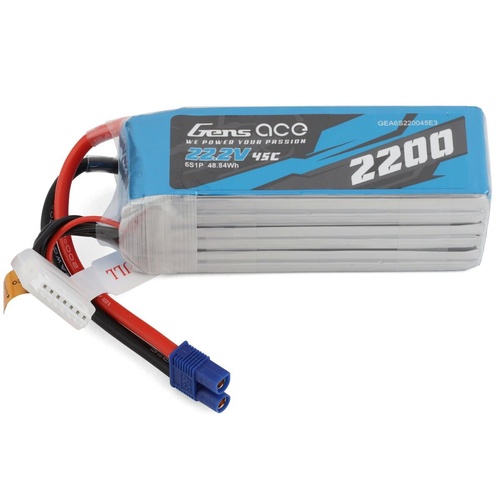 Gens Ace 6S 2200mAh 22.2V 45C Soft Case LiPo Battery (EC3) - GEA6S220045E3