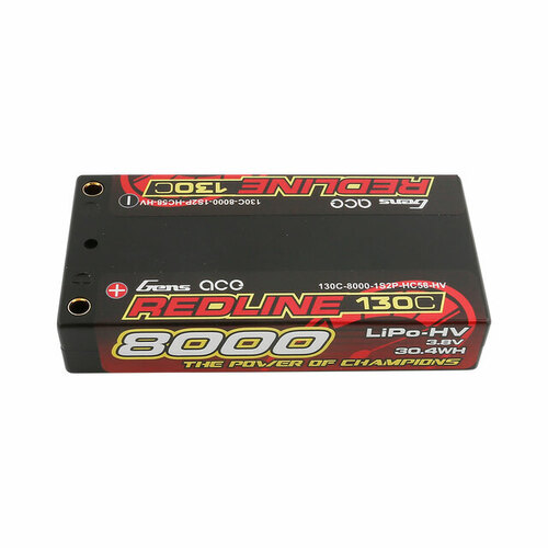 Gens Ace 1S Redline 8000mAh 3.8V 130C Hardcase/4mm bullet HV LiPo Battery (4.0mm Bullet) - GEA80001S13D4