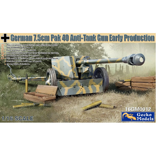 Gecko 1/16 German 7.5cm Pak 40 Anti-tank Gun (Early Production) Plastic Model Kit