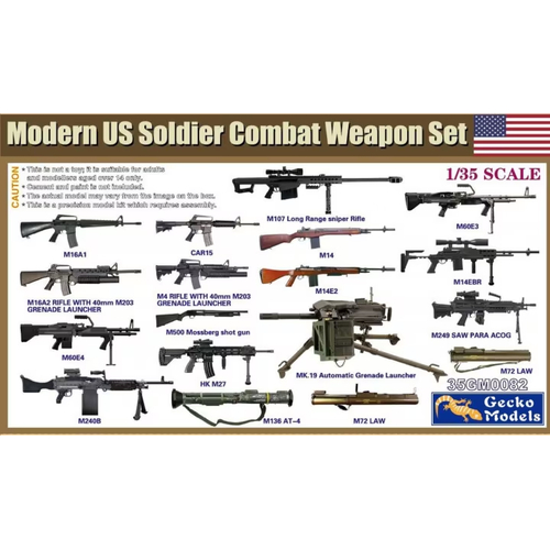 Gecko 1/35 Modern US Soldier Combat Weapon Set Plastic Model Kit - GM35082