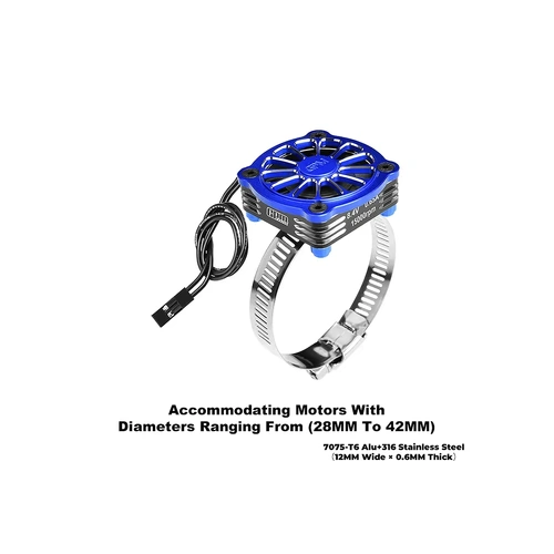 GPM Aluminium 28-42mm Adjustable Mount with 40x40mm Cooling Fan - Blue