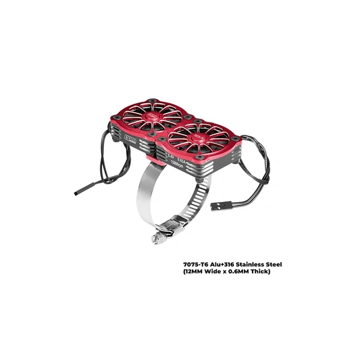 GPM Aluminium And Stainless Steel 40-56mm Adjustable Fan Mount with 40x40x10mm Dual Cooling Fans - Red