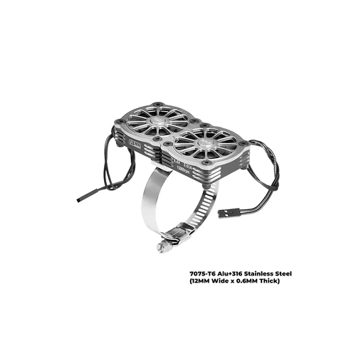 GPM Aluminium And Stainless Steel 40-56mm Adjustable Fan Mount with 40x40x10mm Dual Cooling Fans - Silver