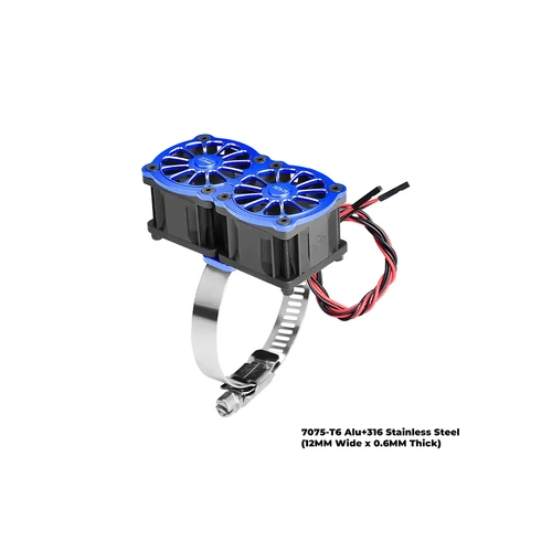 GPM Aluminium 56-70mm Adjustable Mount with Dual 40x28mm Cooling Fans - Blue