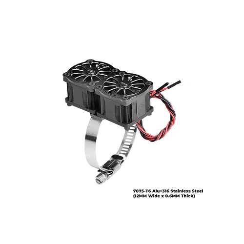 GPM Aluminium 56-70mm Adjustable Mount with Dual 40x28mm Cooling Fans - Black