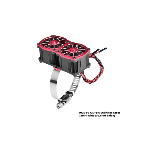 GPM Aluminium 56-70mm Adjustable Mount with Dual 40x28mm Cooling Fans - Red