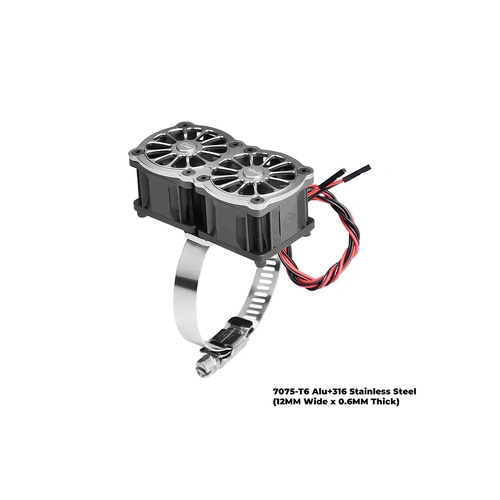 GPM Aluminium 56-70mm Adjustable Mount with Dual 40x28mm Cooling Fans - Silver