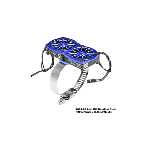 GPM Aluminium 56-70mm Adjustable Mount with Dual 40x40mm Cooling Fans - Blue