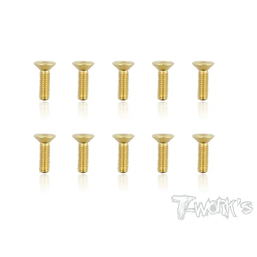 GSS-310C 3mmx10mm Gold Plated Hex. Countersink Steel Screws（10pcs.）