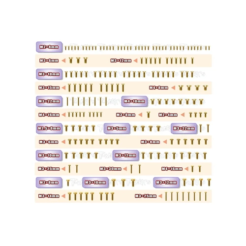 GSS-MX8 Gold Plated Steel Screw Set 193pcs. ( For Mayako MX8 )