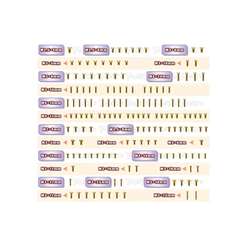 T-Works Gold Plated Steel Screw Set 152pcs.( For Team Associated RC8 B4E )