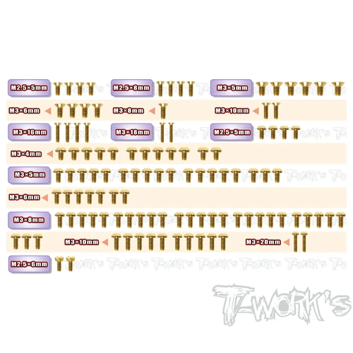 GSS-X4'26-T 	Gold Plated Steel Upper Deck Screw set 110pcs.( For Xray X4 2026 )