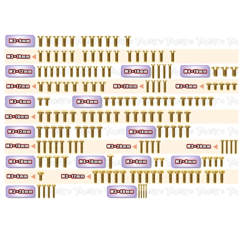 GSS-X5B   Gold Plated Steel Screw Set 166pcs. ( For Hong Nor X5B )