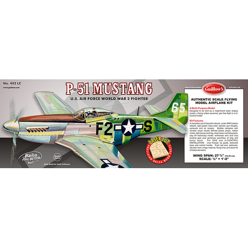 Guillow's 402LC Mustang - Laser Cut Balsa Plane Model Kit