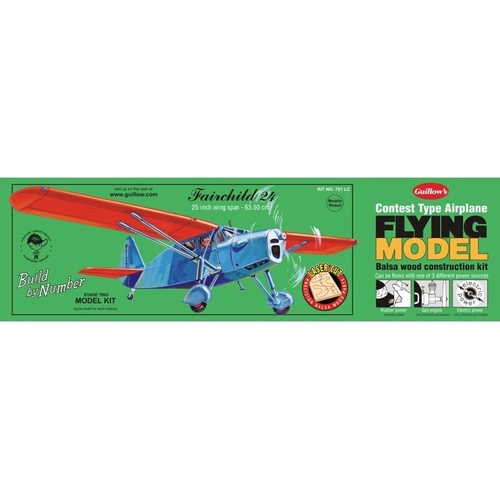 Guillow's 701LC Fairchild 24 Laser Cut Balsa Plane Model Kit - GUI-701LC