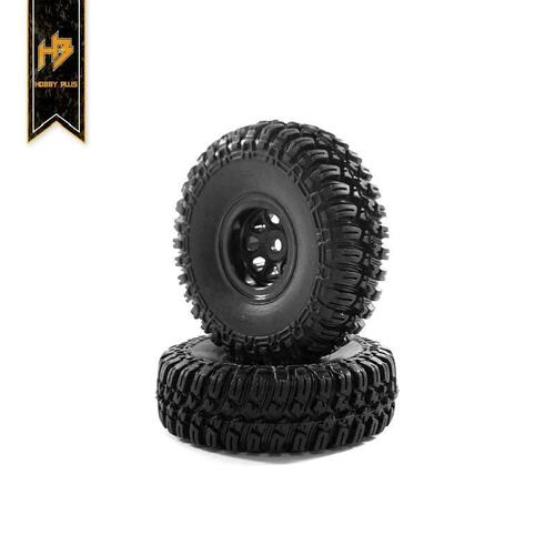 Hobby Plus 240081 CR-18 1.0 GRABBER M/T Tire Set (Black Wheel)