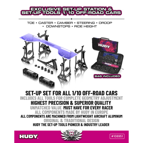 Hudyset-Up Station & Set-Up Tools + Carrying Bag For 1/10 Off-Road Cars