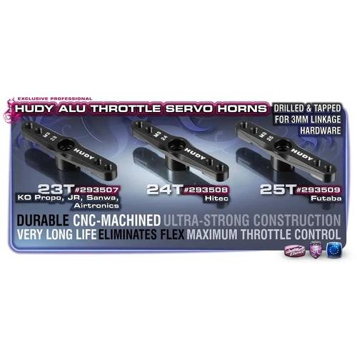 HUDY ALU THROTTLE SERVO HORN - KO  JR  SANWA  AIR. - 23T M3 - HD293507