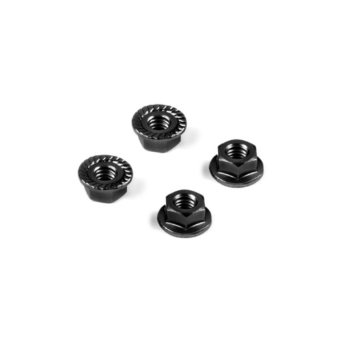 Alu Nut M4 With Serrated Flange - Black (4)