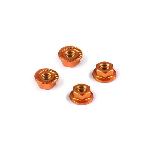 Alu Nut M4 With Serrated Flange - Orange (4)