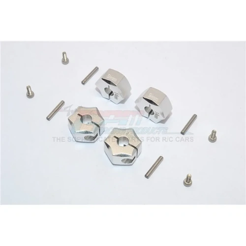 GPM Silver Aluminium 14x9mm Wheel Hex Adapters 4Pcs