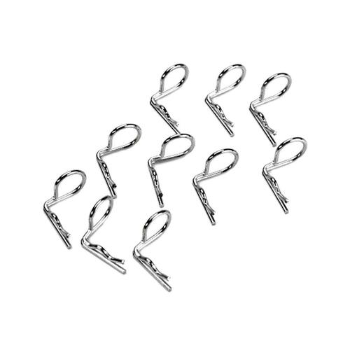 Hot Racing 1/10 90 Degree Bend Body Clips (10) (Silver)