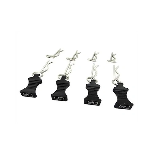Hot Racing 1/10 Aluminum EZ Pulls w/Body Clips (Black) (4)