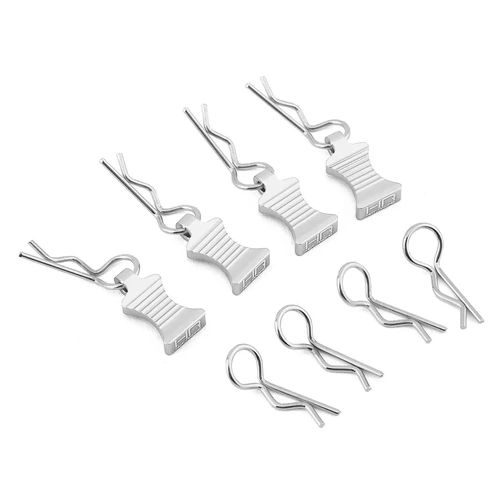 Hot Racing 1/10 Aluminum EZ Pulls w/Body Clips (Silver) (4)