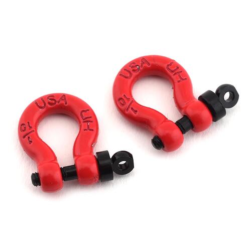 Hot Racing 1/10 Scale Aluminum D-Ring Tow Shackle (Red) (2)