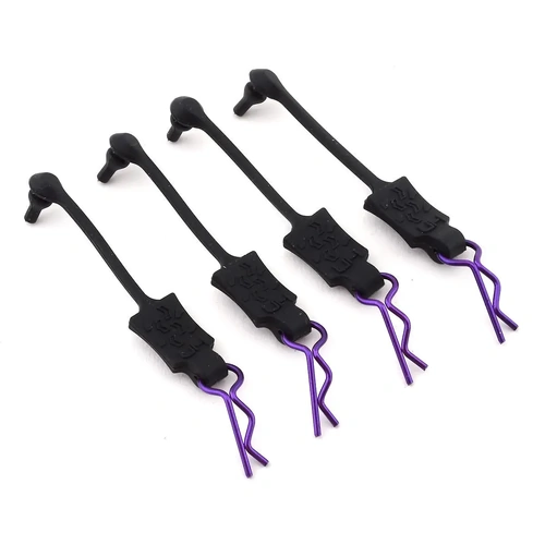 Hot Racing 1/10 Body Clip Retainers (Purple) (4)