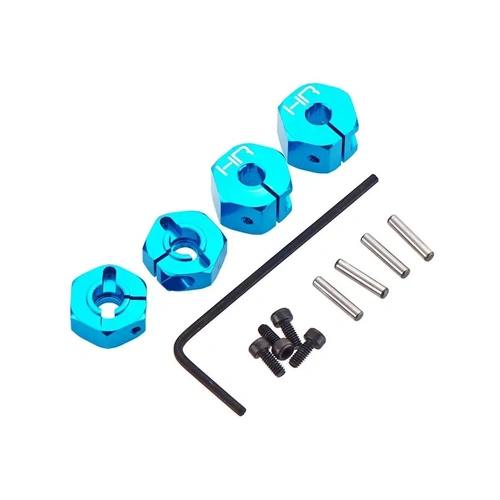Hot Racing 12mm Aluminum Wheel Hex, Blue (4): ECX 2WD