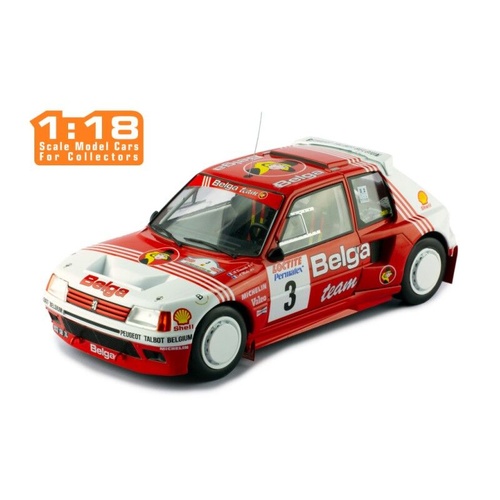 IXO Models 1/18 Peugeot 205 T16 #3 B.Darniche - A.Mahe Rally Ypres 1985