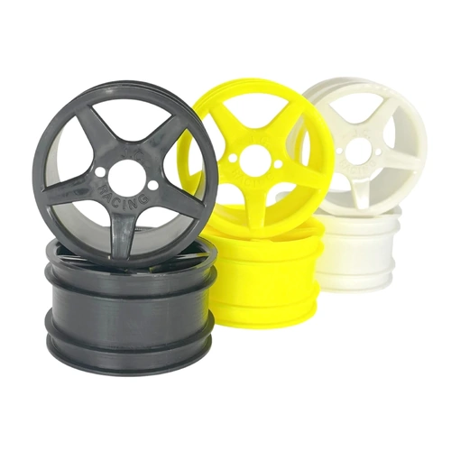 Yokomo YZ10 | Works '91 5 Spoke Wheel Set (4pc) - yellow