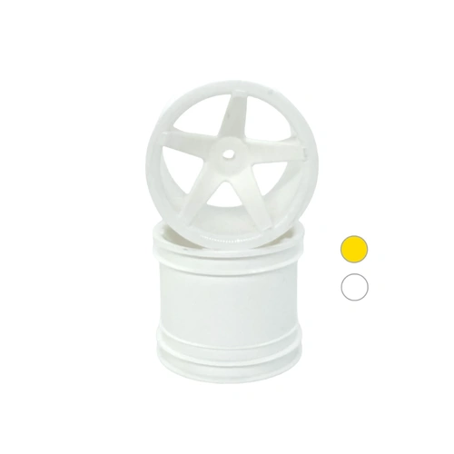 RC10T & T2 3/16" Axle Classic 5 Spoke Truck Wheel REAR (2pc) - white