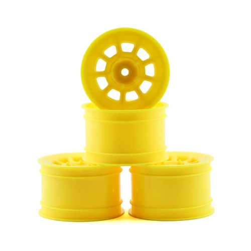 JConcepts 3398Y 9 Shot 2.2 Dirt Oval Rear Wheels (Yellow) (4) (B6.1/XB2/RB7/YZ2) w/12mm Hex